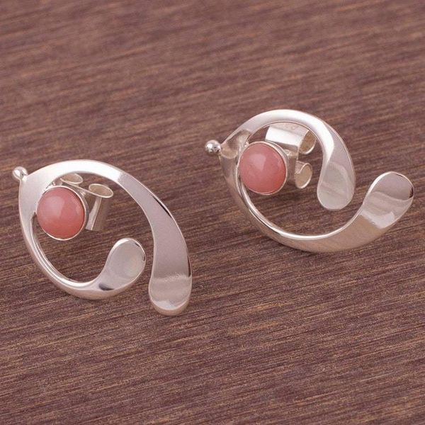 Alternate image for Pink Opal and Sterling Silver Drop Earrings from Peru Caress of an Angel