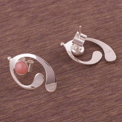 Alternate image for Pink Opal and Sterling Silver Drop Earrings from Peru Caress of an Angel