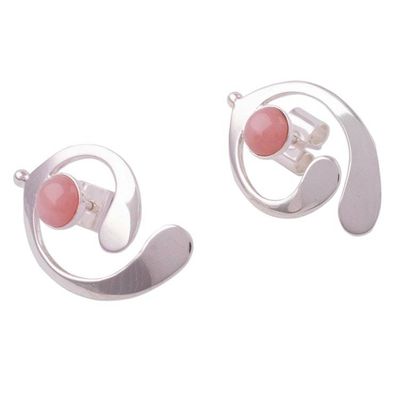 Alternate image for Pink Opal and Sterling Silver Drop Earrings from Peru Caress of an Angel