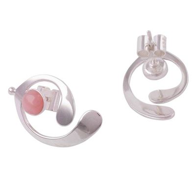 Alternate image for Pink Opal and Sterling Silver Drop Earrings from Peru Caress of an Angel