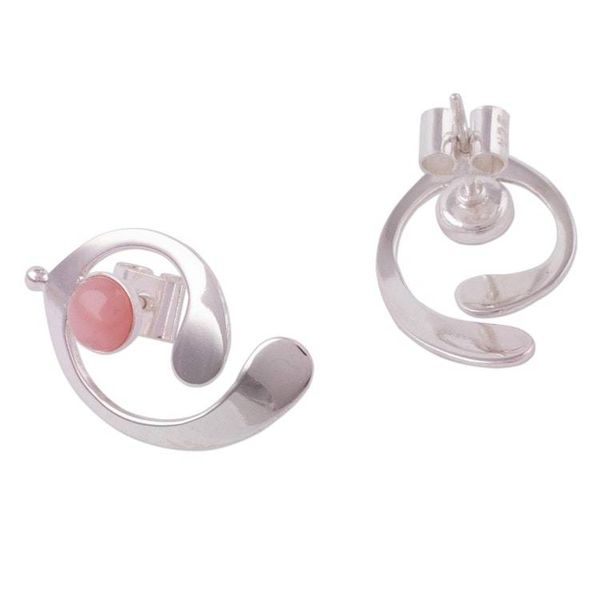 Alternate image for Pink Opal and Sterling Silver Drop Earrings from Peru Caress of an Angel