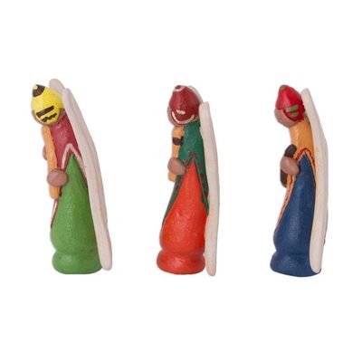Alternate image for Three Hand-Painted Ceramic Angel Figurines from Peru Andean Angels
