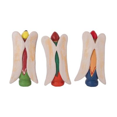 Alternate image for Three Hand-Painted Ceramic Angel Figurines from Peru Andean Angels