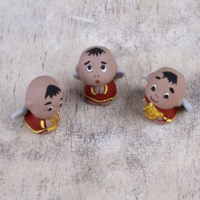 Alternate image for Set of 3 Petite Ceramic Christmas Angel Figurines Little Angel Choir