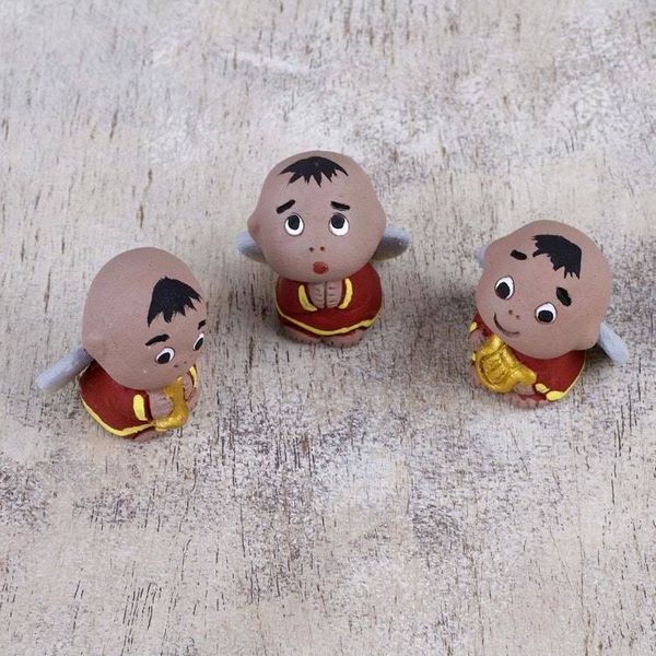 Alternate image for Set of 3 Petite Ceramic Christmas Angel Figurines Little Angel Choir