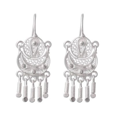Alternate image for Peruvian Sterling Silver Filigree Earrings Andean Marinera