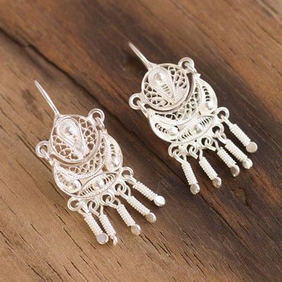 Alternate image for Peruvian Sterling Silver Filigree Earrings Andean Marinera