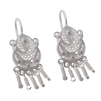 Alternate image for Peruvian Sterling Silver Filigree Earrings Andean Marinera