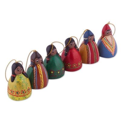 Alternate image for Set of Six Handcrafted Ceramic Bell Ornaments from Peru Enchanting Bells