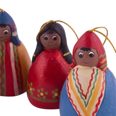 Alternate image for Set of Six Handcrafted Ceramic Bell Ornaments from Peru Enchanting Bells