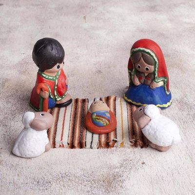Alternate image for Artisan Crafted 5-Piece Mini Ceramic Nativity Scene Christmas Innocence