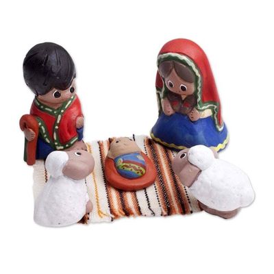 Alternate image for Artisan Crafted 5-Piece Mini Ceramic Nativity Scene Christmas Innocence
