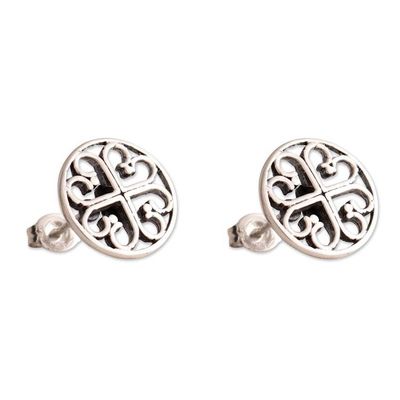 Alternate image for Peruvian Religious Architecture-Themed Silver Stud Earrings Cajamarca Style