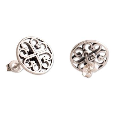 Alternate image for Peruvian Religious Architecture-Themed Silver Stud Earrings Cajamarca Style