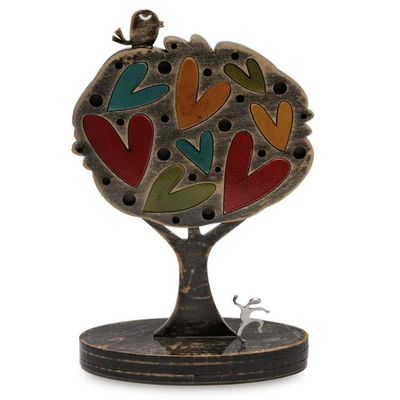 Alternate image for Colorful Peruvian Tree Sculpture with Hearts and Bird Tree of Love