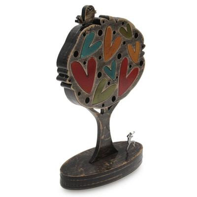 Alternate image for Colorful Peruvian Tree Sculpture with Hearts and Bird Tree of Love