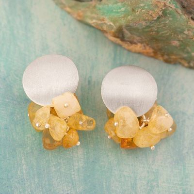 Alternate image for Sterling Silver Cluster Earrings with Natural Citrine Stones Amber Enchantment
