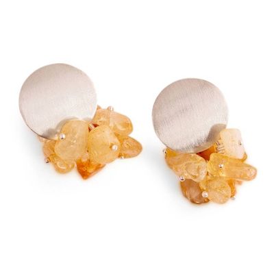 Alternate image for Sterling Silver Cluster Earrings with Natural Citrine Stones Amber Enchantment