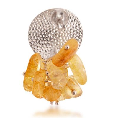 Alternate image for Sterling Silver Cluster Earrings with Natural Citrine Stones Amber Enchantment