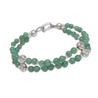 Alternate image for Artisan Crafted Aventurine Beaded Bracelet With Silver Luck by Chance
