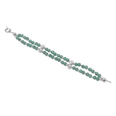 Alternate image for Artisan Crafted Aventurine Beaded Bracelet With Silver Luck by Chance