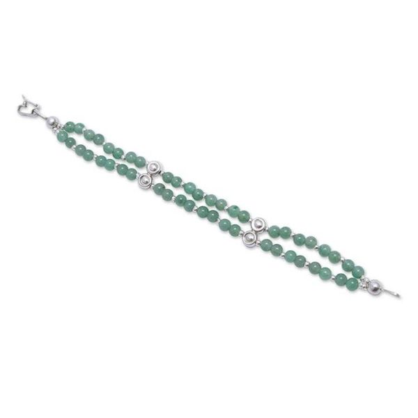 Alternate image for Artisan Crafted Aventurine Beaded Bracelet With Silver Luck by Chance