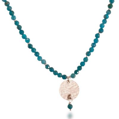 Alternate image for Silver Pendant Necklace with Carnelian and Apatite Stones Oceanic Dawn