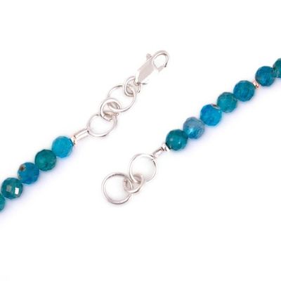 Alternate image for Silver Pendant Necklace with Carnelian and Apatite Stones Oceanic Dawn