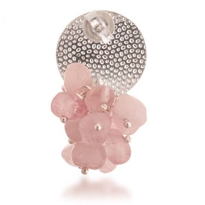 Alternate image for Rose Quartz Sterling Silver Cluster Earrings from Peru Pink Enchantment