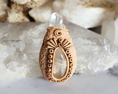Alternate image for Moonstone and Quartz Crown Chakra Pendant