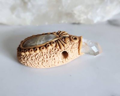 Alternate image for Moonstone and Quartz Crown Chakra Pendant