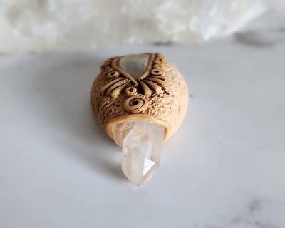 Alternate image for Moonstone and Quartz Crown Chakra Pendant