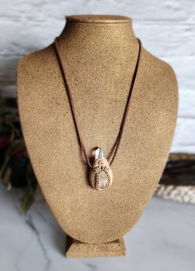Alternate image for Moonstone and Quartz Crown Chakra Pendant
