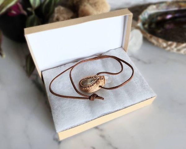 Alternate image for Moonstone and Quartz Crown Chakra Pendant
