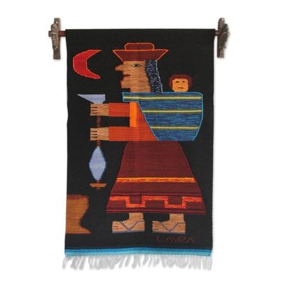 Alternate image for Artisan Handwoven Wool Tapestry from the Andes Spinning Yarn