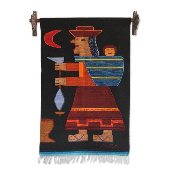 Alternate image for Artisan Handwoven Wool Tapestry from the Andes Spinning Yarn