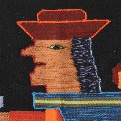 Alternate image for Artisan Handwoven Wool Tapestry from the Andes Spinning Yarn