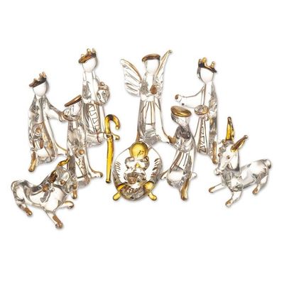 Alternate image for Hand Blown Glass Nativity 10 Pieces Midnight Clear