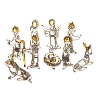 Alternate image for Hand Blown Glass Nativity 10 Pieces Midnight Clear