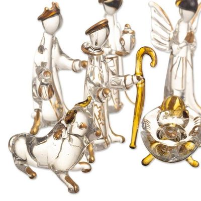 Alternate image for Hand Blown Glass Nativity 10 Pieces Midnight Clear