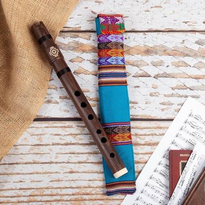 Primary image for Wood Quena Flute Wind Instrument with Green Andean Case Andean Strength