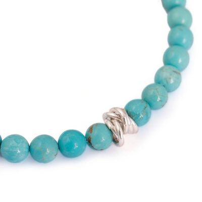 Alternate image for 2 Apatite Reconstituted Turquoise Silver Beaded Bracelets Atlantis Spell