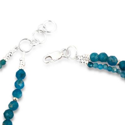 Alternate image for 2 Apatite Reconstituted Turquoise Silver Beaded Bracelets Atlantis Spell