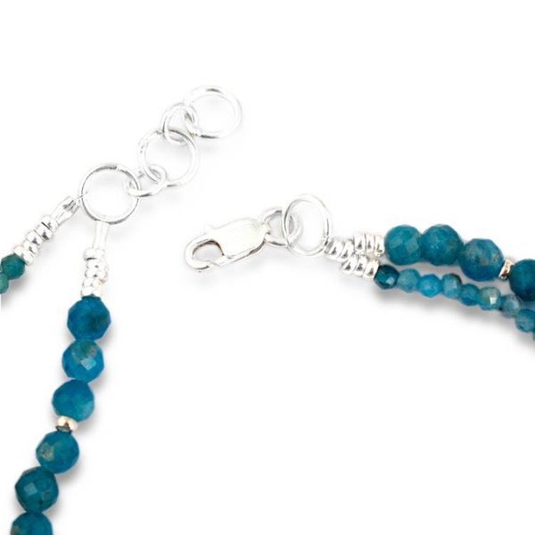 Alternate image for 2 Apatite Reconstituted Turquoise Silver Beaded Bracelets Atlantis Spell