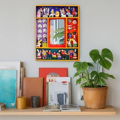 Alternate image for Retablo-Style Nativity Wood Wall Mirror from Peru Ayacucho Birth