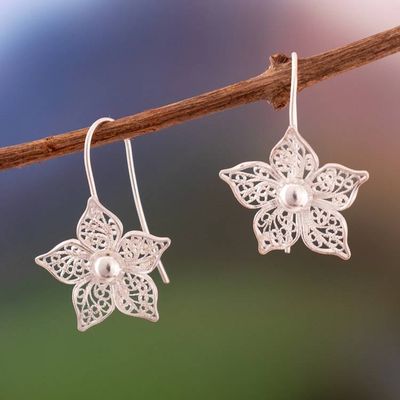 Alternate image for Floral Sterling Silver Filigree Drop Earrings from Peru Bright Petals