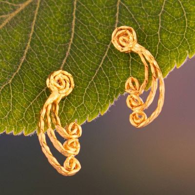 Alternate image for Peacock-Inspired 18k Gold-Plated Drop Earrings from Peru Regal Spell