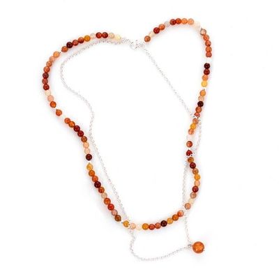 Alternate image for Carnelian Sterling Silver Double-Strand Layered Necklace Fire Dots