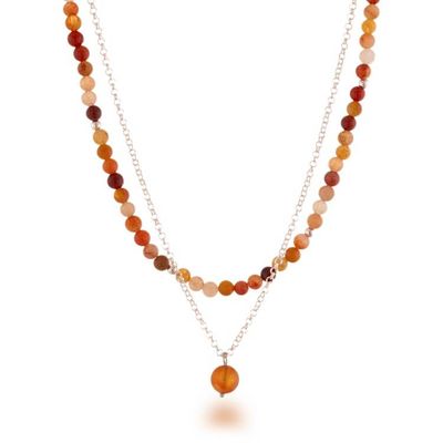 Alternate image for Carnelian Sterling Silver Double-Strand Layered Necklace Fire Dots