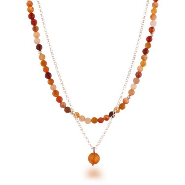 Alternate image for Carnelian Sterling Silver Double-Strand Layered Necklace Fire Dots
